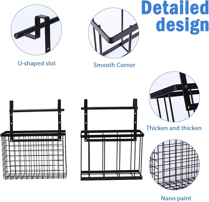 2 Pack Aluminum Foil and Plastic Wrap Organizer, Height Adjustable Kitchen Cabinet Door Organizer, Pantry Organizers, Wall Mounted Wrapping Paper Holder for Sandwich, Freezer, Ziplock Bag - Image 6