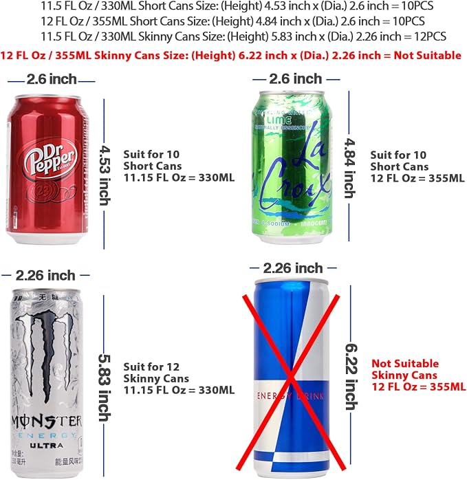Rolling Soda Can Organizer for Refrigerator Can Dispenser for Beer Soda Seltzer Pop Can Soda Organizer for 10 Standard Size 11.15oz or 12oz Cans Holder Storage Pantry Organization - Image 5