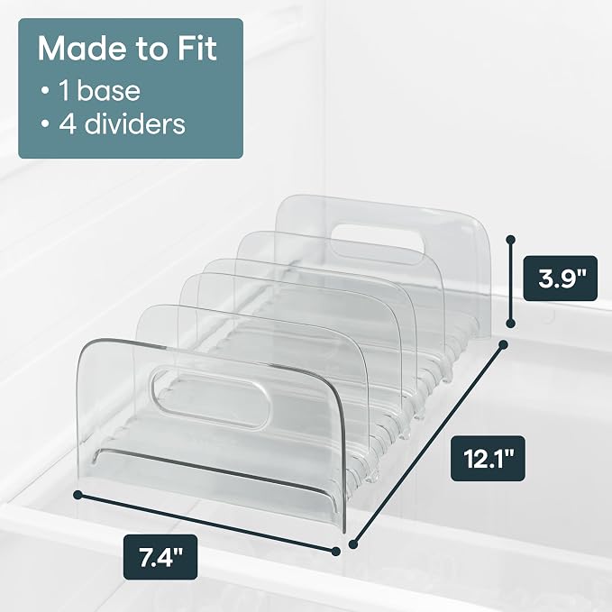 YouCopia FreezeUp Freezer Rack 12" BPA-Free Fridge Organizer with Adjustable Dividers and Handles for Frozen Food Box and Meal Storage, Clear - Image 5