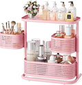 KINGRACK Metal Bathroom Counter Organizer，Rotating Countertop Storage Shelf | 3 Tier, Makeup Tray for Vanity, Perfume & Skincare, Standing Shelf for Bathroom Counter Storage, Pink by KINGRACK