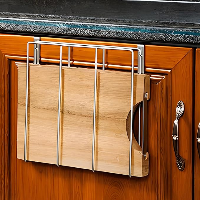 DOERDO Stainless Steel Hanging Chopping Board Rack Kitchen Organizer Metal Stand, Cutting Board Rack, Sliver, 10.4x9.8Inch - Image 6
