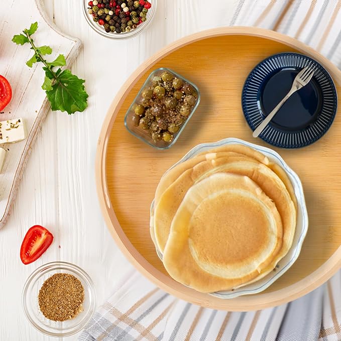 14in Bamboo Lazy Susan Organizer for Cabinet | Spice Turntable Organizer for Kitchen, Round Rotating Serving Tray Turntable Seasoning Organizer for Table Top - Image 3