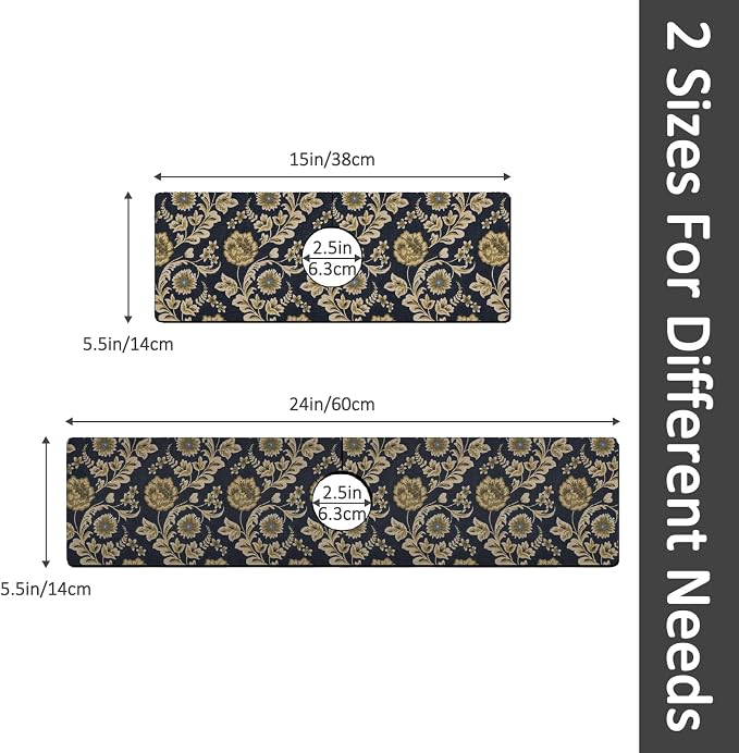 2PCS 24" X 5.5" Kitchen Sink Splash Guard Faucet Mat Floral Flower Super Absorbent Fast Drying Faucet Guard & Draining Mat Sink Splash Guard Behind Faucet for Kitchen, Bathroom - Image 2