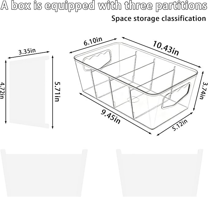 10 Pack Ultimate Clear Organizer Bins with Removable Dividers | The complete house organization solution for large families.Categorize everything from laundry supplies to pantry bulk items. - Image 2