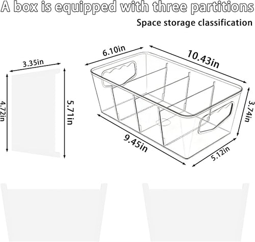 10 Pack Ultimate Clear Organizer Bins with Removable Dividers | The complete house organization solution for large families.Categorize everything from laundry supplies to pantry bulk items. - Image 2