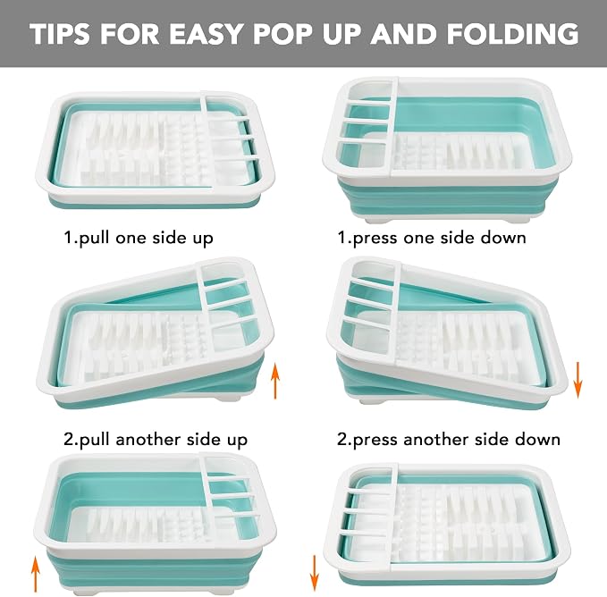 Tiawudi Collapsible Dish Drying Rack, Pop Up Dinnerware Drainer, Portable Plate Organizer for Kitchen RV Campers Travel Trailer, Space Saving Kitchen Storage Tray - Image 7