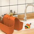 Sponge Holder for Kitchen Sink, Silicone Sink Saddle Caddy Organizer Rack, Sponges Holder Over Faucet, Hanging Kitchen Organizer Accessories Rack Basket Orange by Unknown