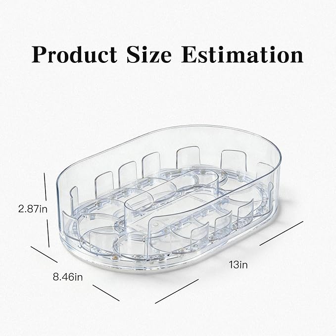 360° Rotating Fridge Lazy Susan Organizer, 13''x8.5'' Clear Lazy Susan for Refrigerator, Multi-Use Fridge Drink Organizer for Pantry Cabinet Countertop Table Storage - Image 2
