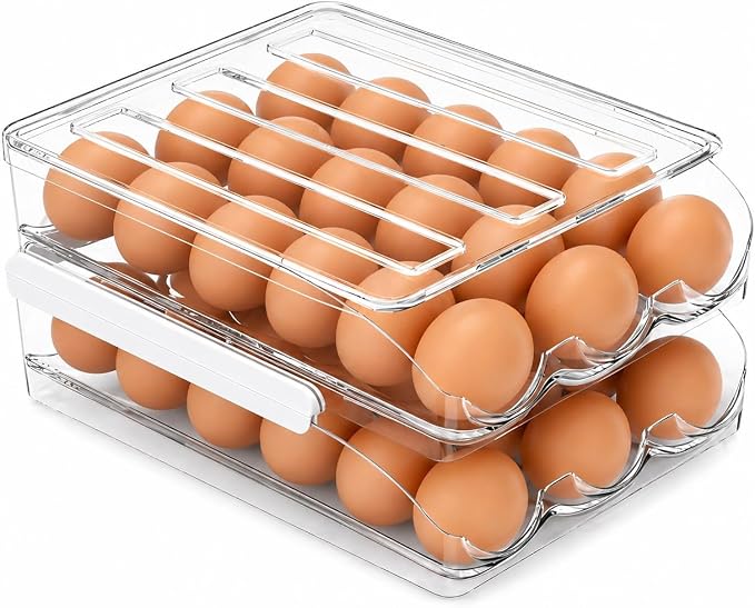 36 Egg Dispenser For Refrigerator, Egg Tray For Refrigerator, Automatic Rolling Egg Holder For Fridge, BPA-Free Clear Egg Tray. by Luxeporch
