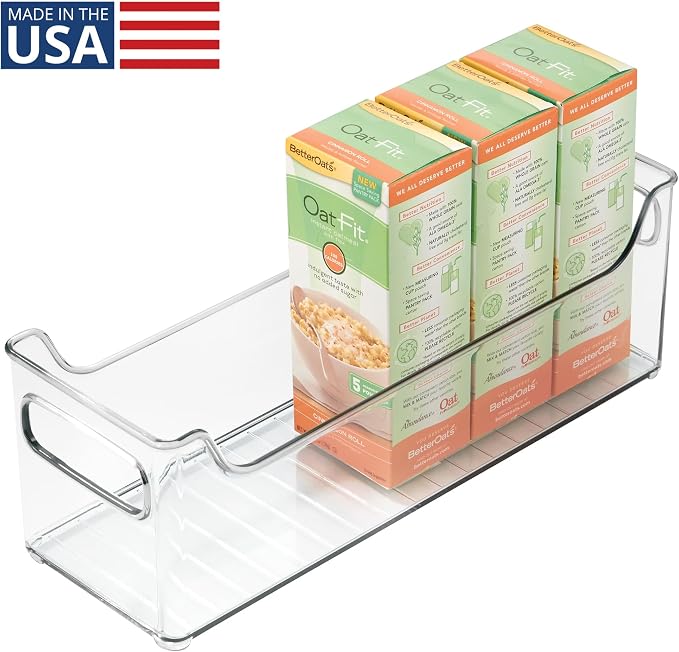 InterDesign iDesign Stackable Plastic Pantry Bin with Handles for Cabinets or Fridge, Clear, Made in USA (Pack of 4) - Image 2