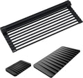 Kraus Roll Up Dish Drying Rack with Self-Draining Silicone Dish Drying Mat and Silicone Soap Dish Holder in Black, KDM-KRM-10BL by Unknown