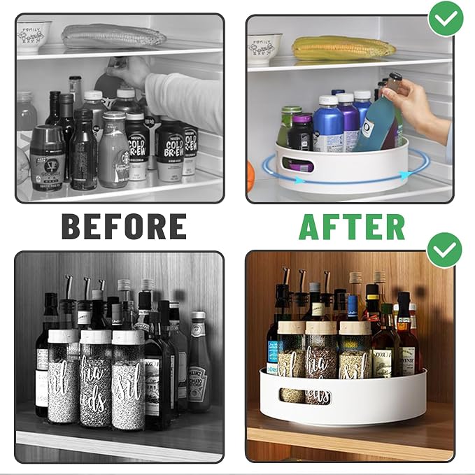 Lazy Susan Turntable 8.66 in 360 ° Rotates Multipurpose Round Turntable for Cabinet, Pantry, Kitchen, Countertop, Fridge, Bathroom Organizer (Small) - Image 5
