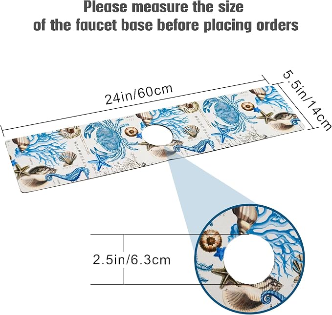 Sink Faucet Absorbing Mat, 2 Pack Drying Mat Around Faucet Sink Splash Guard Behind Faucet Sinkmat For Kitchen Bathroom Island Rv 24 * 5.5 Inch (60 * 14 cm) - Image 4