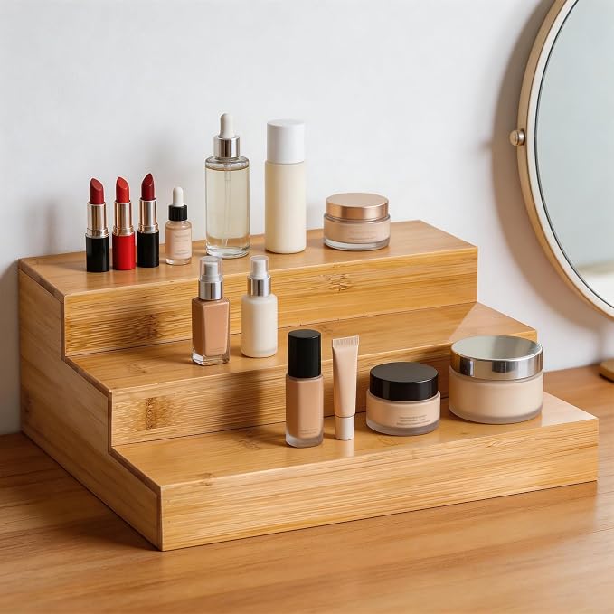 Spice Rack Organizer for Cabinet - 2PCS 11.8in Bamboo Spice Shelf | 3 Tier Seasoning Organizer for Countertop, Kitchen, Pantry - Apply to Standard Spice Jars, Vitamin Bottles, Sauce Cans - Image 6