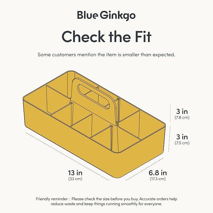 BLUE GINKGO Stackable Organizer Caddy, Long, Yellow, Made in Korea | Portable. Adjustable. Home, Office & School Storage. - Image 3