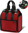 Portable Drinks Tote Bag for 6 PCS Beverage Cans/Bottles, Neoprene Insulated Drinks Can Bottle Carrier Tote Beverages Cans Cooler Bag Holder for Camping, Picnic, Party (Red) by DesingWish