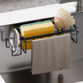 TAILI 4-in-1 Sponge Holder for Kitchen Sink with Strong Suction Cup-Black | Removable Rustproof 304 Stainless Steel Multi-compartment Sponge Holder with Suction Cup, Keeps Brushes & Scrubbers Tidy by TAILI