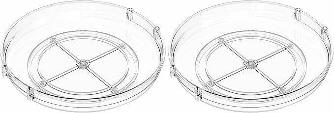 SUOXING 2 Pack Rotating Small Lazy Susan Turntable for Cabinet,9.5 Inch Clear Acrylic Spice Rack,Turntable Organizer for Refrigerator,Kitchen,Pantry and Vanity Makeup,Bathroom Countertop Organizer - Image 9