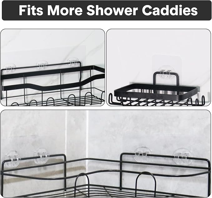 12 Pack Clear Plastic Shower Caddy Adhesive Hooks, Strong Adhesive, Waterproof, No Drilling, 12 Count, Modern Style, Suitable for Bathroom and Kitchen - Image 7