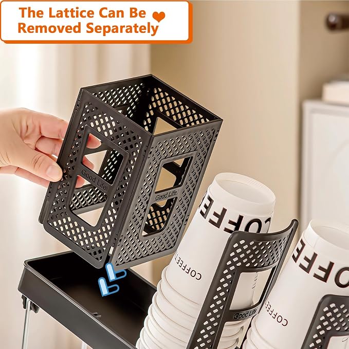 Coffee Cup Holder, Paper Cup and Lid Holder Dispenser with Straw Organizer,3-Slot Upright Disposable Plastic Coffee Cup Dispenser for Stations, Kitchens, Bars, Restaurants, Lounges (Black) - Image 7