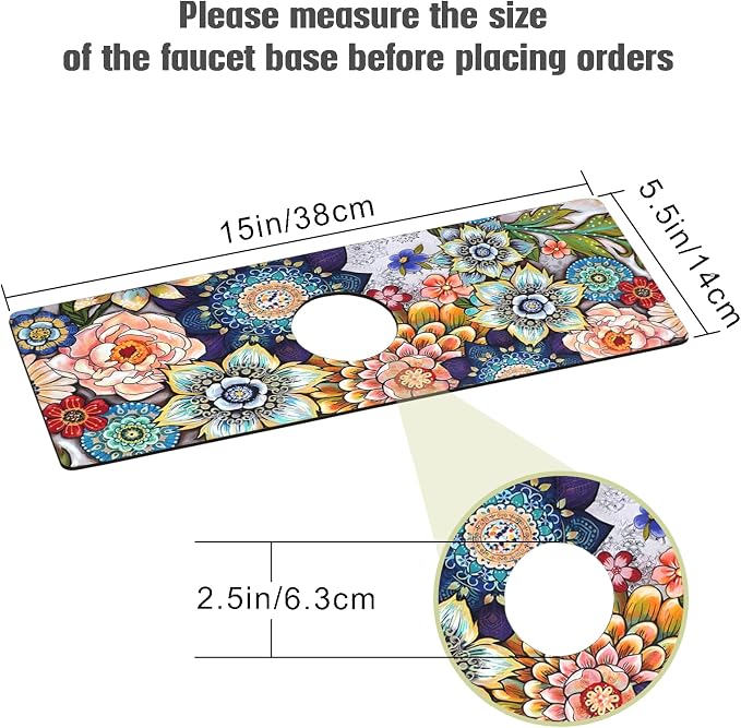 Sink Faucet Absorbing Mat, 2 Pack Drying Mat Around Faucet Sink Splash Guard Behind Faucet Sinkmat For Kitchen Bathroom Island Rv 15 * 5.5 Inch (38 * 14 cm) - Image 2
