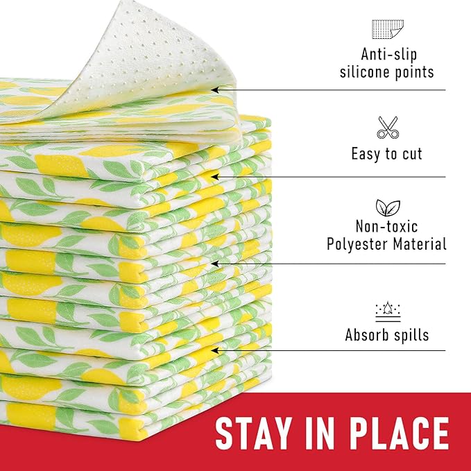 Cooyes 12 Pack Polyester Shelf Liners for Kitchen Cabinets, 17.7" × 24", Non-Slip Refrigerator Liners Machine Washable, Refrigerator Drawer Mats for Glass Shelves and Kitchen Cabinets - Image 3