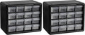 Akro-Mils 16-Drawer Plastic Storage Cabinet | 10-1/2 x 6-1/2 x 8-1/2 Inch | Black | Model 10116 | Garage Organization by Akro-Mils