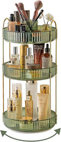 Asayuee 360 Rotating Makeup Organizer,3 Tier Large Capacity Make Up Organizers and Storage,Skincare Perfume Vanity Organizers,Bathroom Cosmetics Storage Organizer Countertop (Green) by Asayuee