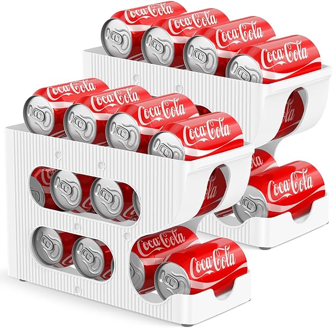 FIFO Soda Can Organizer for Pantry or Fridge, Holds 24 Cans | 2-Pack Automatic Rolling Drink Organizer for Fridge, Space-Saving Pop Can Dispenser/Holder/Storage/Container for Refrigerator by Sotfamily