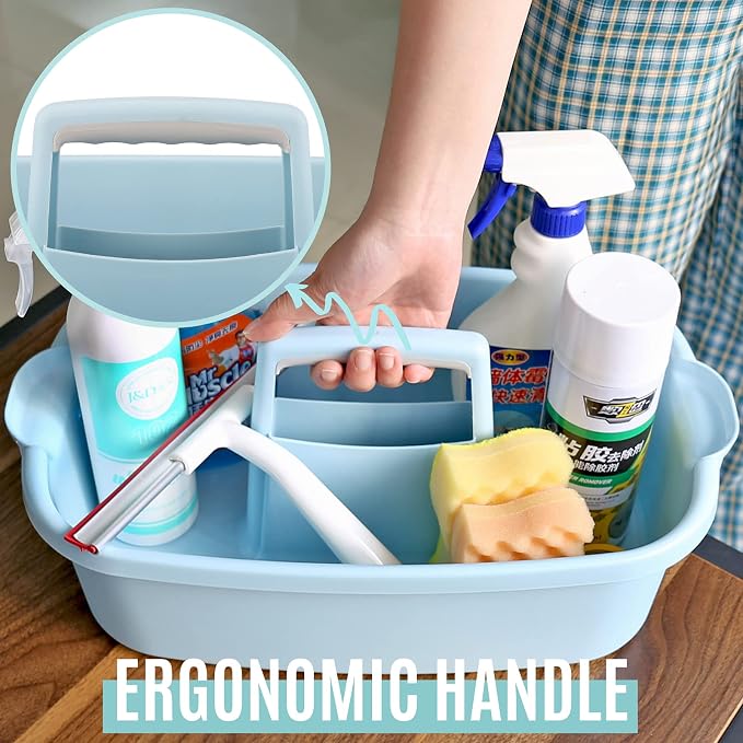 Cleaning Supplies Caddy, 2 Pack Cleaning Supply Organizer with Handle, Plastic Bucket for Cleaning Products, Tool Storage Caddy, Blue - Image 6
