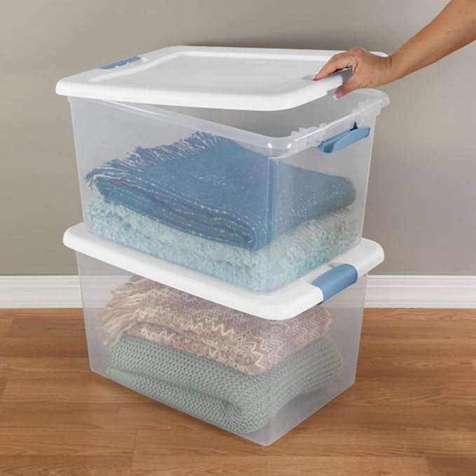 Sterilite 18-Pack Latching Box, Under Bed Storage Bins with Lids, Clear Plastic, 64 Quart - Heavy-Duty Organizing Containers for Closet, Bathroom, and Office - Image 8