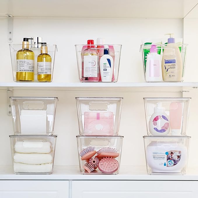 Vtopmart 6 Pack Clear Stackable Storage Bins with Lids and Handles, Large | BPA-free Plastic, Organize Vertically, For Pantry Kitchen Fridge Cabinet Closet Bathroom, Built to Last, Easy to Move - Image 5