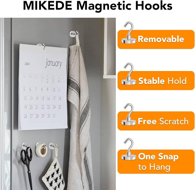 Magnetic Hooks Heavy Duty 120Lbs+ Strong Magnet Hook for Cruise | 4 Pack Neodymium Earth Magnets with Hook for Hanging, Magnetic Metal Hanger for Toolbox Storage - Image 3