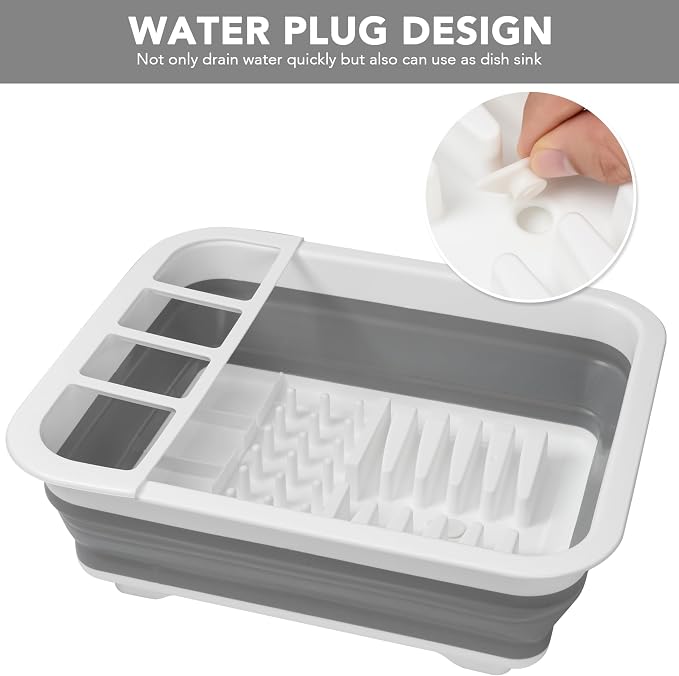 Tiawudi Collapsible Dish Drying Rack, Pop Up Dinnerware Drainer, Portable Plate Organizer for Kitchen RV Campers Travel Trailer, Space Saving Kitchen Storage Tray - Image 6