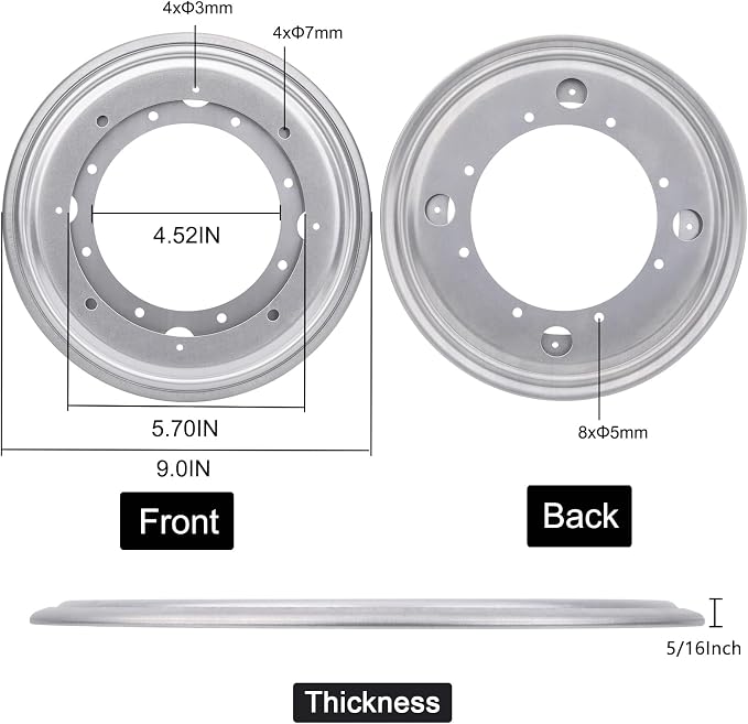 9" Round Lazy Susan Turntable Bearing Plate 5/16”Thick Lazy Susan Hardware, Rotating Swivel Plate with 750 lb Load Capacity, Lazy Susan Turntable Base for Table, Serving Tray, Kitchen - Image 2