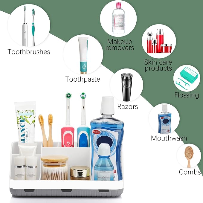 GFWARE Toothbrush Holders for Bathrooms Countertop Organizer - Kids Electric Toothbrush and Toothpaste Holder Detachable 7 Slots Tooth Brush Organization Bathroom Accessories Storage Vanity, White | Detachable Kids Electric Toothbrush and Toothpaste Ho... - Image 5