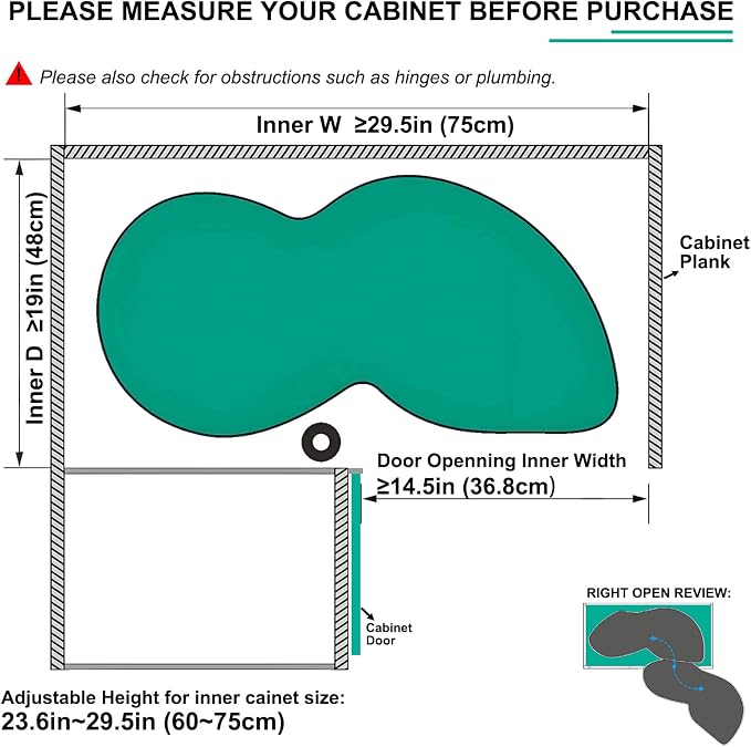 Blind Corner Cabinet Pull Out Organizer Swing Right Lazy Susan for Cabinet 32in, 2-Tier Shelf Kitchen Cupboard Magic Corner Pull Out with Soft Close, Adjustable Height, Metal Black - Image 3