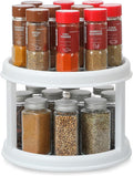 2 Tier 10" Turntable Lazy Susan Spice Organizer - Rotating Seasoning Rack for Pantry Cabinet Kitchen Countertop, Table Top Organizing - Multiuse Two Tier Rotating Organization Rack Spinner by MakeLifeBetterEasier