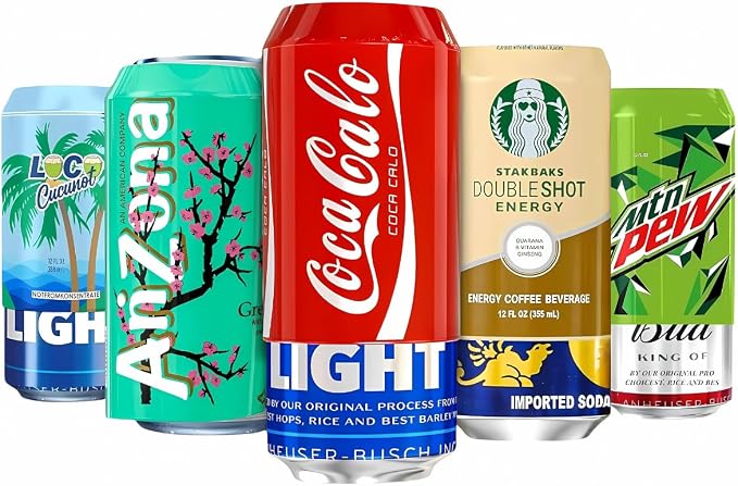 BeerSkin Silicone Can Covers that Look Like Soda 12 oz (355 ml) - 5 Pk | Fun Kozies, Cans for Camping, Outdoor Parties, Beach Accessories, Gift for Outdoor Lovers, Soda Can Cover - Mix by Skywin