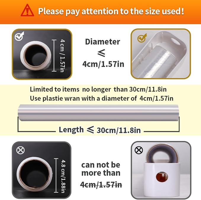 Plastic Wrap Dispenser with Slide Cutter, Cling Film Dispenser with Safe Hidden Blade, Easy Refill Food Wrap Holder Fits 12 Inch Standard Rolls, Countertop Kitchen Wrap Organizer - Image 4