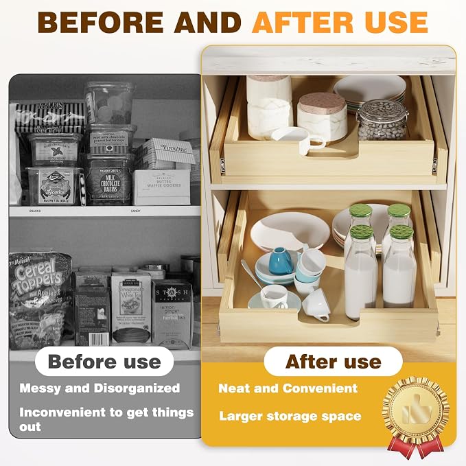Pullout Cabinet Organizer, 17''W×21''D×3''H Slide Out Shelves for Kitchen Cabinets, Pull out Drawers for Kitchen Cabinets, Pantry, Bathroom, & Storage Organization - Image 4