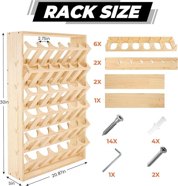 Sidasu Spray Can Storage Rack, 36-Can Wall Mount Spray Can Holder | 6-Tier Design, Wooden Spray Bottle Holder, DIY Paintable, Paint Can Organizer for Garages and Workshops - Image 5