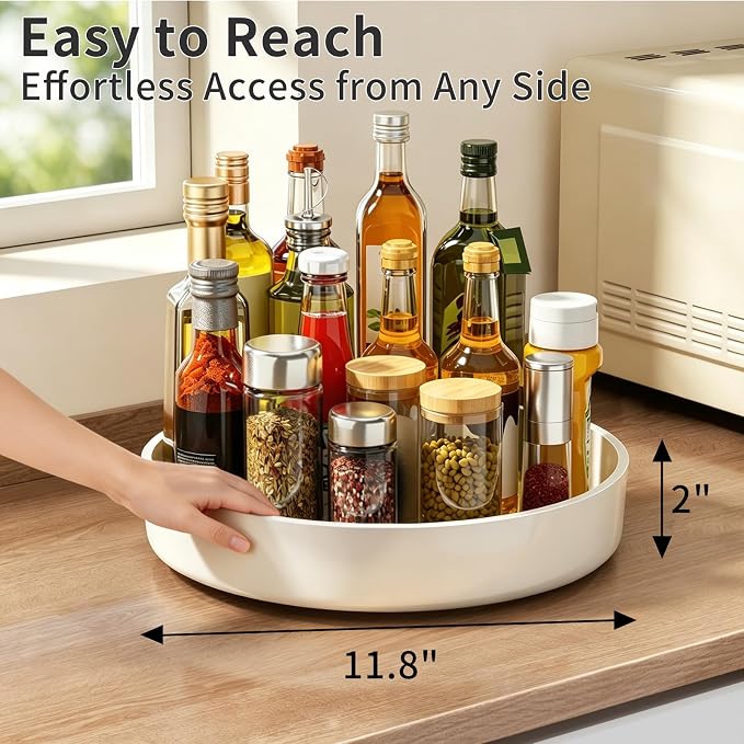 Lazy Susan Organizer Turntable, 11.8" Rotating Spice Rack Organization with Non-Slip Base & Raised Lip, Pantry Organizers and Storage for Cabinet, Kitchen, Bathroom, Countertop, Refrigerator - Image 6