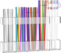 9.5” Large Acrylic Straw Holder for Cabinet Door, Adjustable Two-Part | Reusable Straws Organizer with Ultra Sticky Adhesive Strips, 2026 Straw Storage for Kitchen Cupboard (Transparent) by Rycid