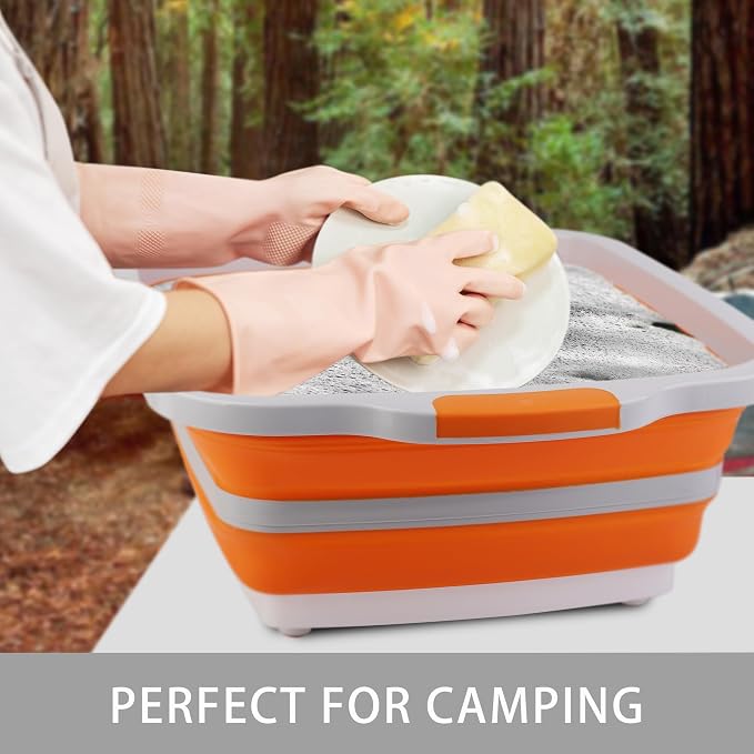 Tiawudi Large Collapsible BBQ Prep Tub with Lid(4.22 Gal/16L), Foldable Camping Sink with Colander, Cutting Board, Dish Basin for Kitchen, Bowl, Vegetable and Fruit, Storage Basket for Picnic - Image 6