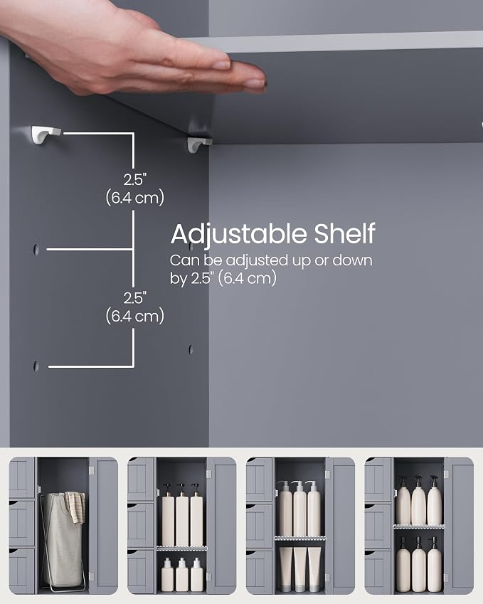 VASAGLE Floor Storage Cabinet, Freestanding Storage Unit with 3 Drawers, 1 Adjustable Shelf, for Bathroom Living Room Dining Kitchen, 11.8 x 23.6 x 31.5 Inches, Dove Gray UBBC049G02 - Image 7