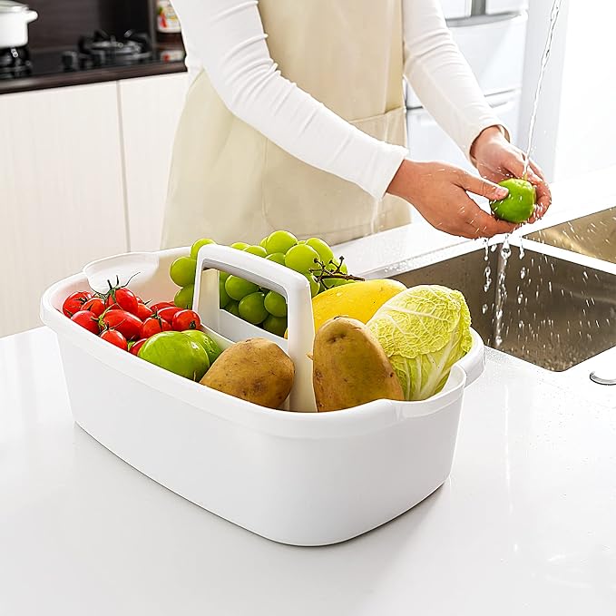 Goderewild Multi-Purpose Plastic Cleaning Caddy with Handle, Shower Caddy Organizer/Storage Basket/Totes Portable for Bathroom Supplies, Cleaning Products, Under Sink Tool, Housekeepers (White) - Image 5