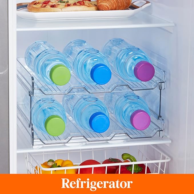 Lifewit 2 Tier Stackable Water Bottle Organizer for Cabinet, 2 Pack Plastic Bottle Holder Fits 6 Bottles/Tumblers up to 3.8" Diameter for Pantry/Countertop/Cupboard, 28 x 19 x 15 cm/11 x 7.5 x 5.7" - Image 6