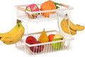 2 Tier Detachable Fruit Basket Bowl with 2 Banana Hangers, Fruit Stand Holder for Kitchen Countertop, Metal Wire Vegetable Storage Organizer, for Bread Snack Veggies Produce, White by Lawhood-Mijin