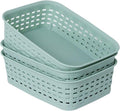 Soddeph Plastic Storage Baskets for Cabinets, Household Pantry Organization with Handle,Organizer Bins for Room,Bathrooms,Under-Sink,Kitchen (Green, XS-3PACK) by Soddeph